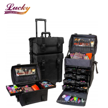 Professional Rolling Makeup Case Nylon Soft Makeup Artist Rolling Trolley Cosmetic bag